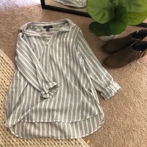 Striped Button Down Collared Blouse